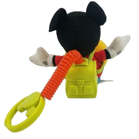 Disney Mickey Mouse 8 in Plush Clip On Backpack Orange Stretch Cord Fisher Price - Picture 4 of 9